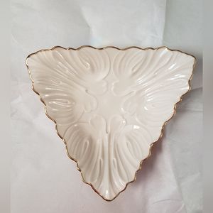 Lenox Vintage Ivory 24k trim triangle shaped dish.